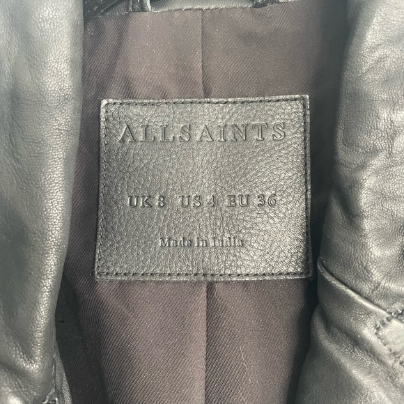 All Saints Cargo Black Leather Motorcycle Jacket - Picture 8 of 16